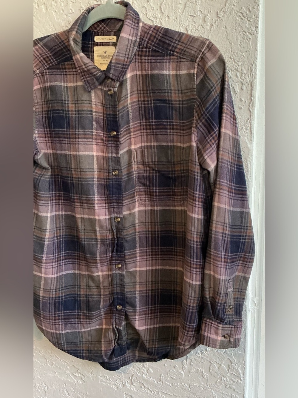 American Eagle Outfitters Amazingly Soft Plaid Button-Down Shirt - Picture 2 of 12